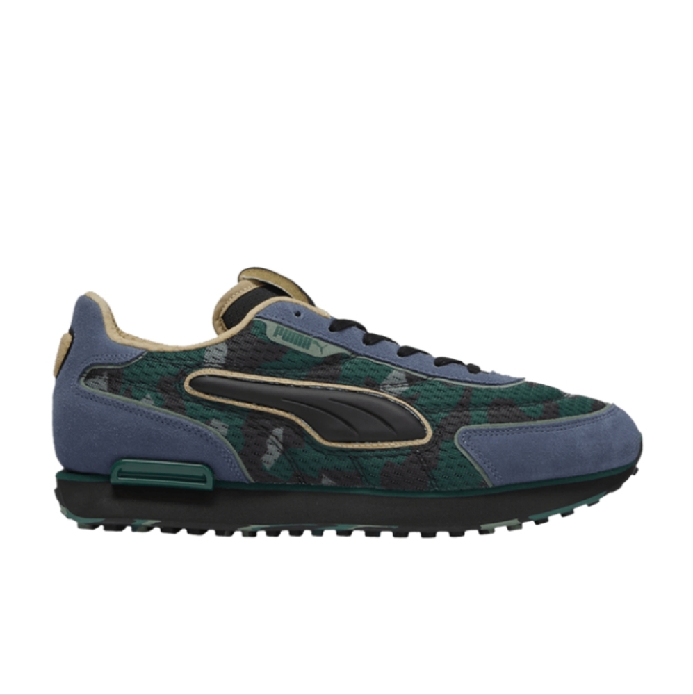 Puma Future Rider Concrete Camo Lace Up  Blue, Green 396672_01 Men's 9.5